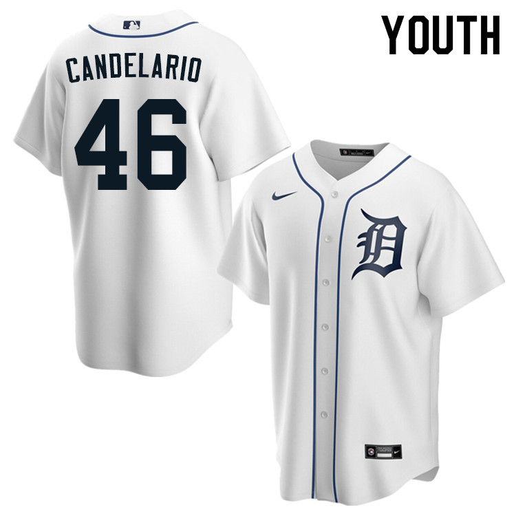 Nike Youth #46 Jeimer Candelario Detroit Tigers Baseball Jerseys Sale-White